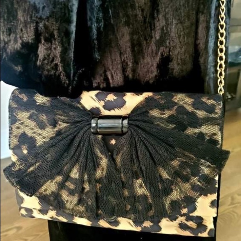 Red Valentino nylon Leopard print clutch